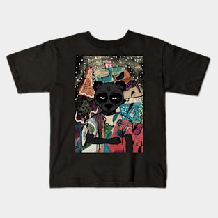 Ethereal Unnamed NFT: Midnight Menagerie with Animalistic Allure Kids T-Shirt